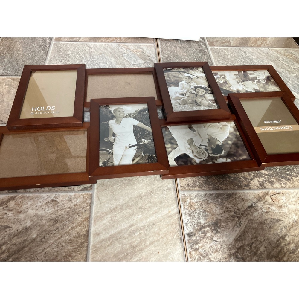 Michaels Connections 8-Opening 4x6 Wood Collage Picture Frame Cherry Finish